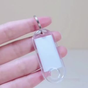 (BF06)10pc/lot Crystal Clear Plastic Key Tag With Split Ring Label Double Sided Display Window For DIY Keychain Kit Craft
