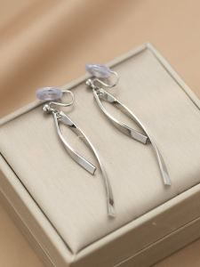 Elegant Silver Metal Tassel Earrings Korean Style Versatile Cold Tone Incense Plate Clip-Ons for Women No Piercing Required