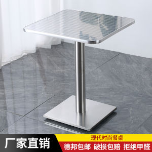 Modern Minimalist Stainless Steel Coffee Table for Tea Shop Sweet Dessert Ice Room round Table Square Table in Home Furniture