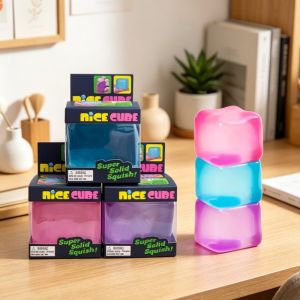 2026 Nee Doh Nice Cube Super Squeeze Fidget Toy Translucent Red Stress Relief Squishy Cube BPA-Free Toy for Kids Adults