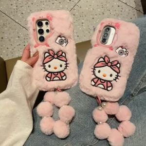 Sanrio | Cute 3D Camera Plush KT Phone Case For Samsung Galaxy S25 S24 S23 Ultra Plus A14 A15 A36 A35 A54 A55 A16 A17 Soft Silicone Cover