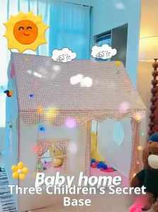 Oversize Spacious play tent for kids play house with Star Lights Stable Metal Bracket Princess Castle play house for kids Girls Baby Childrens Indoor and Outdoor Playhouse