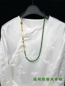 New Chinese Style Original Design Green Bead Necklace And Bracelet Set for Women Fresh out Fashion Jewelry Accessories