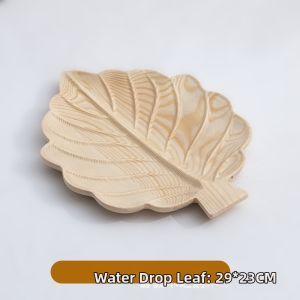 Wooden Snack Plate with Leaf Design