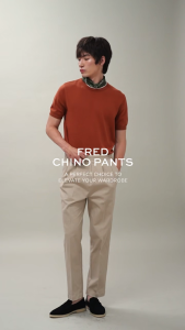 TWENTYSECOND กางเกงขายาว ผ้าคอตต้อนทวิล ทรงเอวสูง รุ่น Fred Chino Pants - ขาว / White