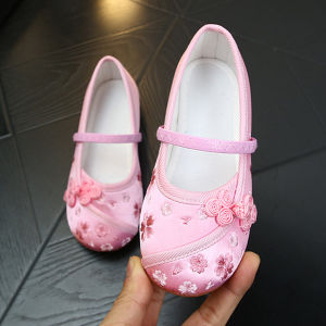 Embroidered Shoes for Girls Hanfu Style Childrens Performance Footwear Ethnic Wind Ma Face Skirt Kids Traditional Chinese Costume Shoes