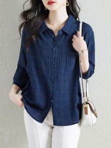 Moxueer | Elegant Loose Shirt for Middle-aged Moms 3/4 Sleeve