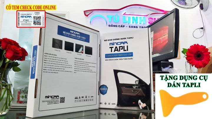 Bộ 4 Tấm dán Tapli xe SONET chính hãng MINCAR, chống xước tapi cửa ô tô bằng Carbon Air Fiber cao cấp