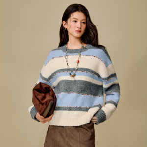 INMAN | Áo Sweater Cổ Tròn Đơn Giản Sọc