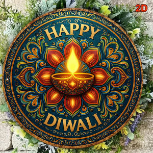 CIFbuy | CIFBUY Retro Happy Diwali Aluminum Wall Art Waterproof Wearproof Home Party Temple Yard Room Decor Gift