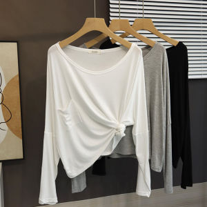 Womens Modal Short Sleeve T-Shirt Loose Fit Large round Neck Spring Summer New Style Casual Top Layering Shirt Sun Protection