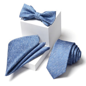 Sky Blue Tie Men Groom Formal Wear 8cm Narrow Version 6cm Hand Zipper Bean Bag Bow Tie Bow Pocket Square