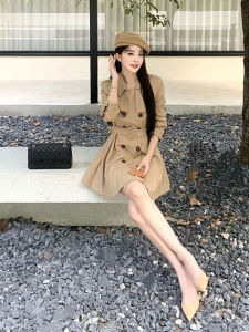CHANGTONG | Elegant Retro Khaki Dress