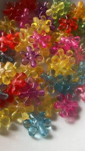 70 pcs cute transparent flower beads size 15 mm mix colors for diy beading jewelry accessories