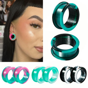 1Pair Uneven Colored Marble Color Thick Silicone Ear Tunnel Earrings Expander Double Flared Gauges Plug Piercing 8mm-38mm
