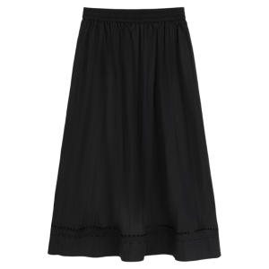 Chân Váy A-line Cao Waisted Đen Ôm Body Mid-length Phối Ren