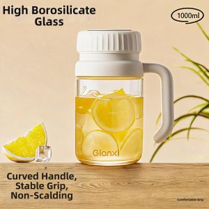 GIANXI | Stylish Large Capacity Glass Cup with Handle Straw