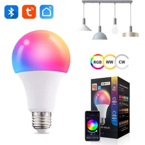Tuya E27 Led Light Bulbs Bluetooth Smart Bulb 220V 110V 9W RGB Dimmable Led Lamp Smart Life App Control For Bedroom Decor