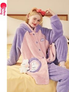FENTENG | Warm Thick Cute Bear Design Ladies Pajama Set