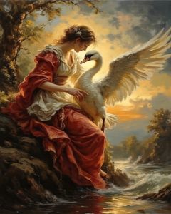 KAYOU | Oil Painting By Numbers Classical Style Woman and Swan Paint By Numbers on Canvas Frameless Home Decor