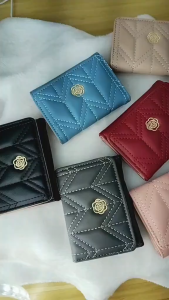 Womens compact wallet with multiple card slots button short student wallet