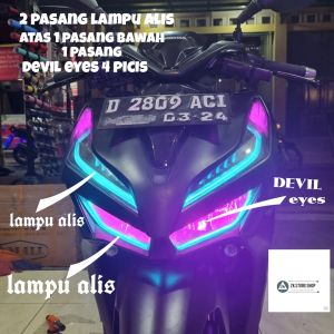 PAKET PAKETAN LAMPU ALIS DRL UNTUK MOTOR VARIO 125 150 NEW FREE DEVIL EYES