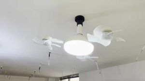 E27 Fan Light 2-in-1 60W Drone Design Ceiling Fan Light with Remote Control AC85-265V Fan Lighting Bulb for Home Restaurant