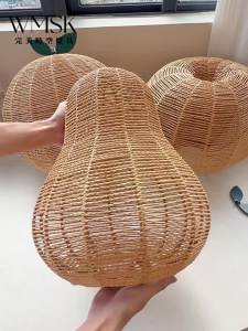 WIMIW | Handmade Creative Rattan Pear-Shaped LED Ceiling Light