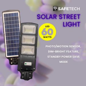 Safetech LED Solar Street Light 60watts | Motion & Photo Sensor 6 Hrs Sunlight Charging Time Works up to 13 Hrs