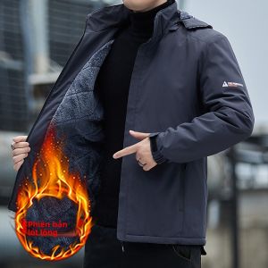 JIFANPAUL | Áo Khoác Nam Ấm Áp Lót Bông có Mũ Trùm Đầu có Thể Tháo Dời