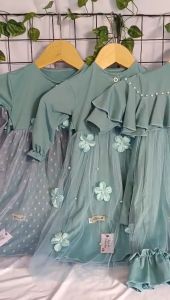 Gamis Anak Aisy Set Hijab BIRU WARDAH SERIES usia 0-12 thn