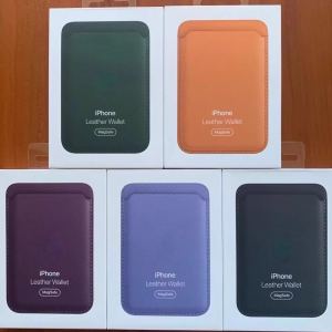 Genuine Leather Magnetic Absorption Magsafe Card Holder for iPhone 13 12 Apple 14 pro 15 Wallet Style Mobile Phone Accessories