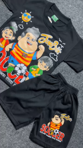 Setelan Kaos dan Celana Anak Laki-Laki Motif Soccer–Jumbo Boy Usia 1 Sampai 10 Tahun Bahan Katun