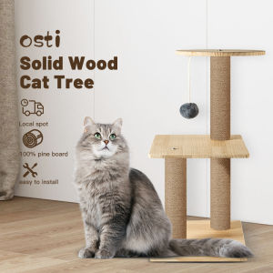Menara kayu kucing Osti yang kuat dengan pos goresan untuk kucing di dalam cat tree cat tower cat condo