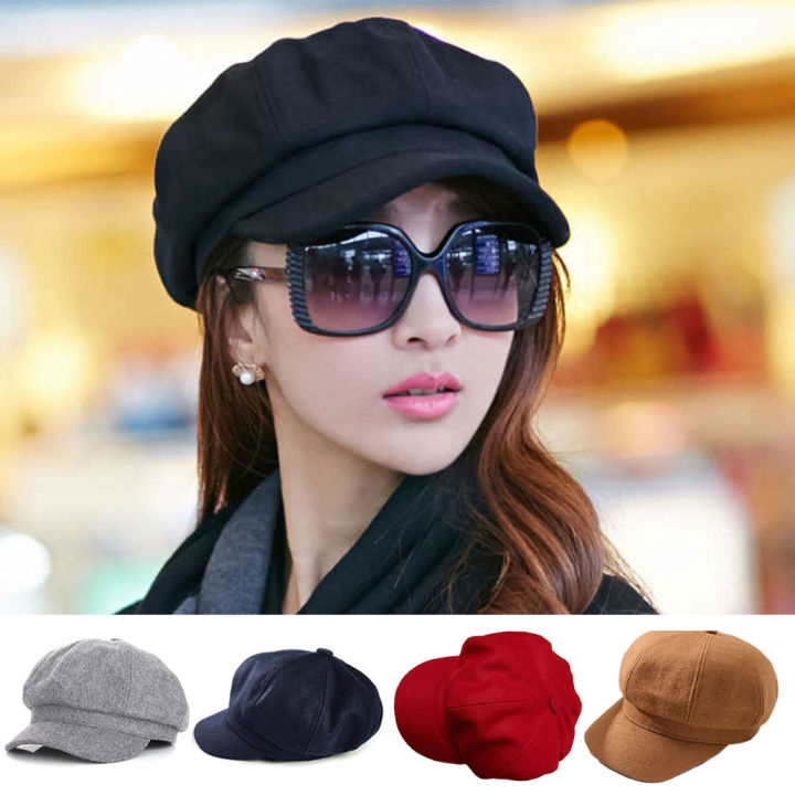 Hittime Women Newsboy Caps Octagonal Baker Peaked Beret Driving Hat Female Sunscreen Hats Painter Tour cap Lazada PH