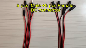 5 Male+5 female Jack 2.1x5.5mm for CCTV Camera Black+red DC Connector Cable Power Supply Adapter Plug