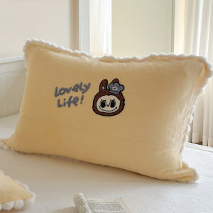 Thickened Coral Fleece Pillowcase Towel Embroidery Winter Milk Velvet Single Pack Cartoon Style Universal Bedding Accessories