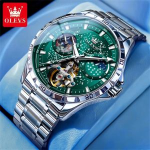 OLEVS | Đồng Hồ Nam Tự Động OLEVS 6689 Thiết Kế Tourbillon Bầu Trời Sao Mặt Số Dạ Quang Thép Không Gỉ Dành Cho Doanh Nhân Có Chức Năng Lịch Tuần Trăng Và Ngày.