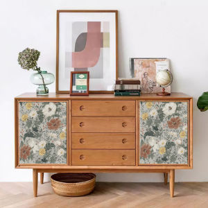 【Ready Stock】44cm*10m Retro Peel and Stick Wall Paper Removable Boho Wallpaper for Bathroom Bedroom Vintage Flower Contact Paper for Accent Wall Home Decor Cabinet