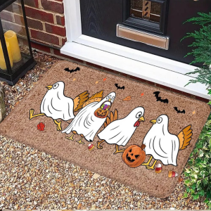 VIKAMA Halloween Spooky Pumpkin Door Mat Non-Slip Resistant Dirt Floor Mat Kitchen Bedroom Carpet Holiday Home Decoration