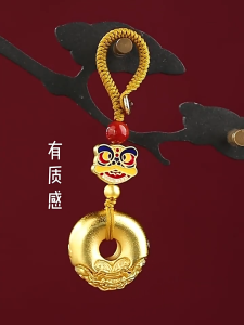 已开光 招财 沙金貔貅平安扣汽车钥匙扣挂件实心汽车锁匙链绳男女款挂饰品礼物 Money-attracting Sand Gold PI Xiu Peace Pendant Solid Car Key Chain Rope Mens and Womens Style Hanging Accessory Gift