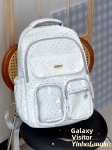 YINHEFANGKE | Cute Polka Dots Student School Bag Female Large Capacity