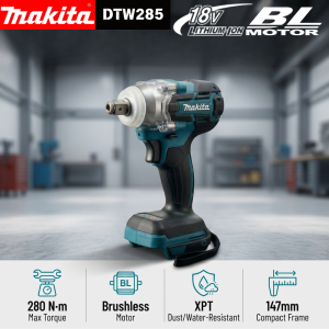 Makita | Makita DTW285 18V Brushless Impact Wrench 280Nm 1/2" For Makita 18V Battery Auto Tire Rusty Bolt Removal Tool
