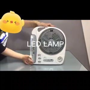 (Free Solar Panel) Solar Rechargeable Electric Fan Desk Fan with LED Light Fm Radio Bluetooth Speaker Promo Sale