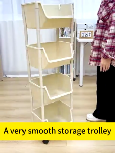 KitchenZ Rak Susun Penyimpanan Terbuka Serbaguna Rak Trolley Susun Dengan Roda