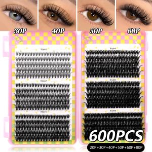 Veltrinay 600pcs Individul Claster Eyeash Thick & Fluffy Extension Mix Length DIY Cluster Lashes Soft Fluffy Lash Clusters