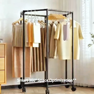 360° Movable Multifunctional Metal Floor-standing Coat Rack Home Clothes Storage Rack Dormitory Balcony Drying rack