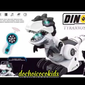 Đồ Chơi điều khiển Robot Khủng Long Dinosaur di chuyển Gầm Gừ có nhạc có đèn Led + TẶNG PIN