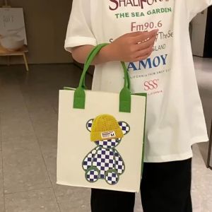 Túi Nỉ Đựng Hộp Cơm Trưa In Họa Tiết Hoạt Hình Dễ Thương Cho Nữ