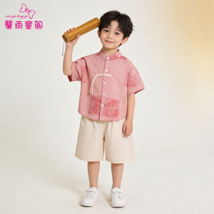 XINYUTONGGE | Bộ Áo Ngắn Tay Phong Cách Hán Phục Cho Bé Trai